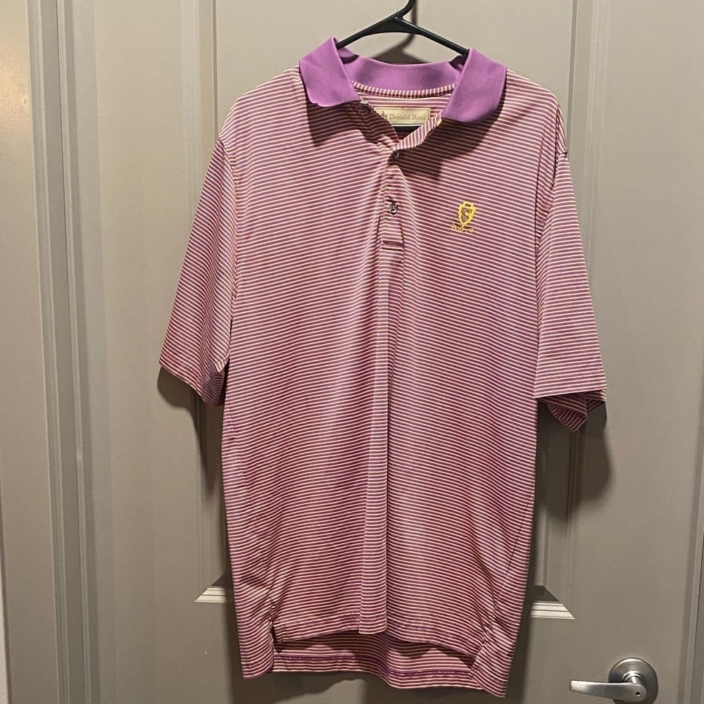 Donald Ross Scioto Country Club Golf Polo Mens Large Purple Stripe
